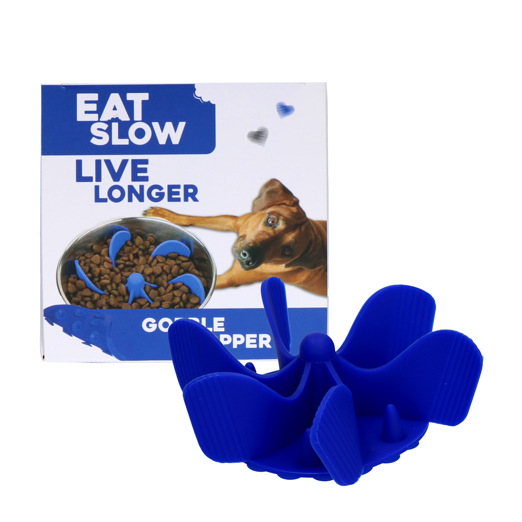 Eat Slow Live Longer Gobble Stopper Blau