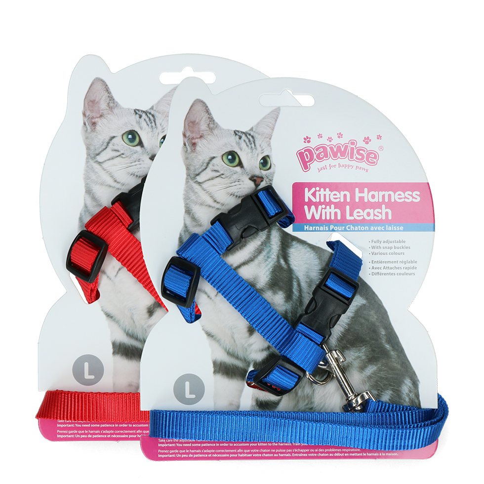 Pawise Kitten Harness With Leash Red/Blue L